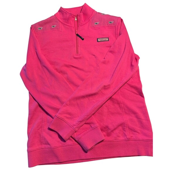Womens VINEYARD VINES sweatshirt pink 1/2 Zip Stripe SHEP SHIRT Medium M - Picture 6 of 7